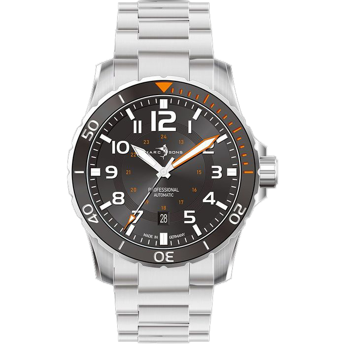 Marc & Sons Sport Professional Automatic Diver Men's Watch 42.5mm Black/Orange Bezel/Black Dial